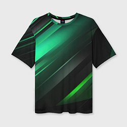 Футболка оверсайз женская Black green abstract, цвет: 3D-принт