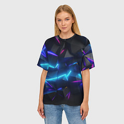 Футболка оверсайз женская Разлом неоновых плит, цвет: 3D-принт — фото 2