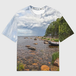 Футболка оверсайз женская Лодка на Ладоге, цвет: 3D-принт