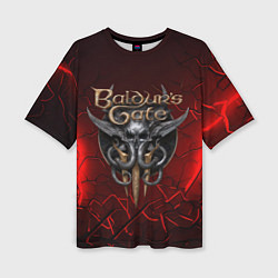 Женская футболка оверсайз Baldurs Gate 3 logo red