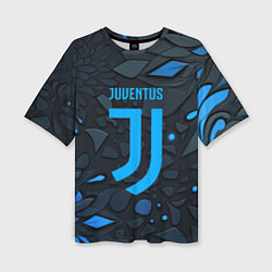 Женская футболка оверсайз Juventus blue logo