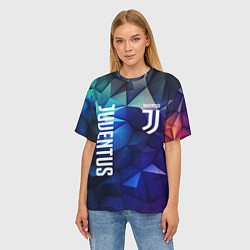 Футболка оверсайз женская Juventus logo blue, цвет: 3D-принт — фото 2