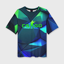 Женская футболка оверсайз CSGO blue green gradient