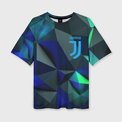 Футболка оверсайз женская Juventus blue abstract logo, цвет: 3D-принт