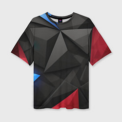 Женская футболка оверсайз Black blue red elements