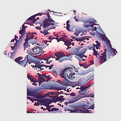 Футболка оверсайз женская Волны в Японском стиле, цвет: 3D-принт