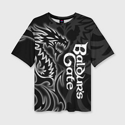 Женская футболка оверсайз Балдурс гейт 3 - черный дракон
