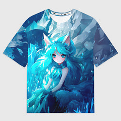 Футболка оверсайз женская Снежная лиса в стиле аниме, цвет: 3D-принт