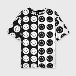 Женская футболка оверсайз Smiley black and white