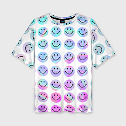 Женская футболка оверсайз Smiley holographic