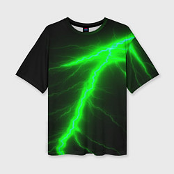 Женская футболка оверсайз Зеленый разряд молнии