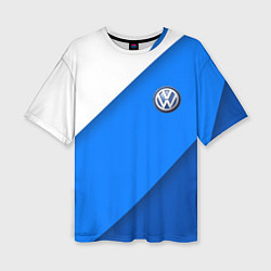Футболка оверсайз женская Volkswagen - голубые линии, цвет: 3D-принт