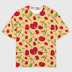 Футболка оверсайз женская Россыпь вишни на веточках, цвет: 3D-принт