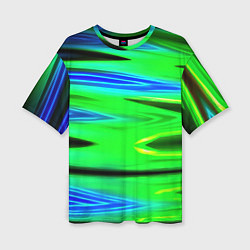 Женская футболка оверсайз Green blut geometry