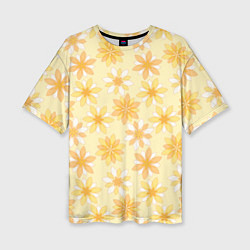 Женская футболка оверсайз Желтые геометричные цветы