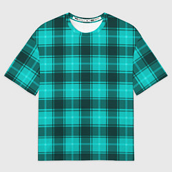 Футболка оверсайз женская Шотландка светло-бирюзовый, цвет: 3D-принт