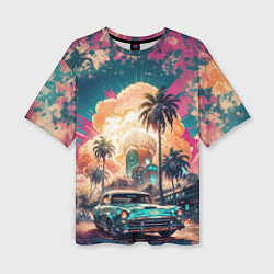 Футболка оверсайз женская Атомная поездка на машине, цвет: 3D-принт