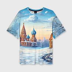 Женская футболка оверсайз Российская зима