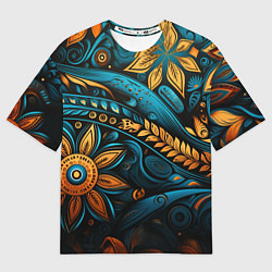 Футболка оверсайз женская Узор с растительными элементами, цвет: 3D-принт