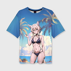 Женская футболка оверсайз Дзета в купальнике