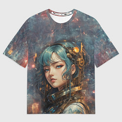 Футболка оверсайз женская Прекрасная кибернетическая девушка, цвет: 3D-принт