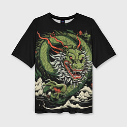 Женская футболка оверсайз Символ года зеленый дракон