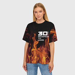 Футболка оверсайз женская Thirty Seconds to Mars fire, цвет: 3D-принт — фото 2