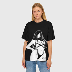 Футболка оверсайз женская Унохана на черном фоне, цвет: 3D-принт — фото 2