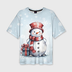 Футболка оверсайз женская New Years cute snowman, цвет: 3D-принт