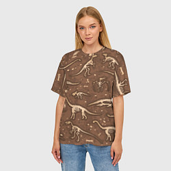 Футболка оверсайз женская Dinosaurs bones, цвет: 3D-принт — фото 2