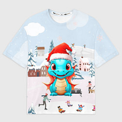 Футболка оверсайз женская Дракон рождественских чудес, цвет: 3D-принт