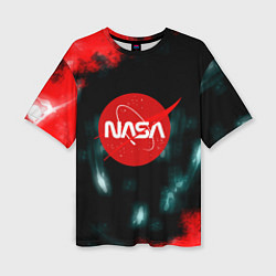 Женская футболка оверсайз NASA космос краски