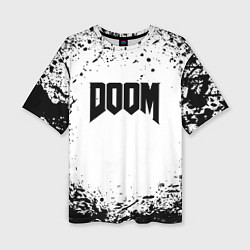 Женская футболка оверсайз Doom black splash