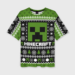 Футболка оверсайз женская Minecraft christmas sweater, цвет: 3D-принт