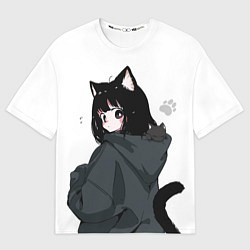 Футболка оверсайз женская Милая кошкодевочка, цвет: 3D-принт