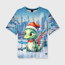 Женская футболка оверсайз Морозный дракон