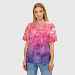 Футболка оверсайз женская Абстракция - сине-красные облака, цвет: 3D-принт — фото 2