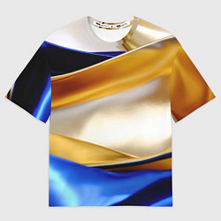 Футболка оверсайз женская Белая желтая синяя абстракция, цвет: 3D-принт