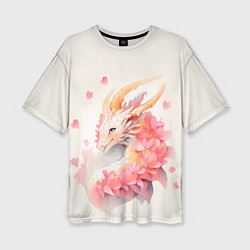 Женская футболка оверсайз Милый розовый дракон