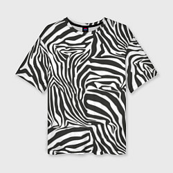 Футболка оверсайз женская Шкура зебры черно - белая графика, цвет: 3D-принт