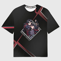 Футболка оверсайз женская Ризли в ромбе, цвет: 3D-принт