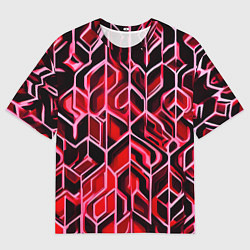 Женская футболка оверсайз Красный узор