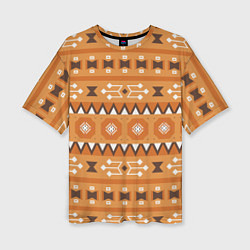 Футболка оверсайз женская Brown tribal geometric, цвет: 3D-принт