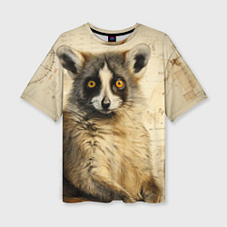 Женская футболка оверсайз Лемур в стиле диаграмм Давинчи