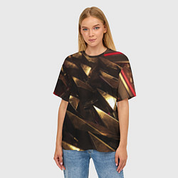 Футболка оверсайз женская Золотые камни абстракт, цвет: 3D-принт — фото 2
