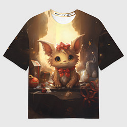 Женская футболка оверсайз Дракоша в огоньках 2024