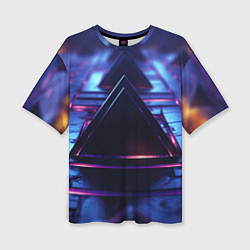 Футболка оверсайз женская Неоновый абстрактный треугольник, цвет: 3D-принт
