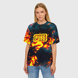 Футболка оверсайз женская PUBG огненое лого, цвет: 3D-принт — фото 2