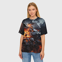Футболка оверсайз женская Взрыв камней и плит, цвет: 3D-принт — фото 2