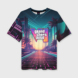 Футболка оверсайз женская GTA 6 night city logo, цвет: 3D-принт